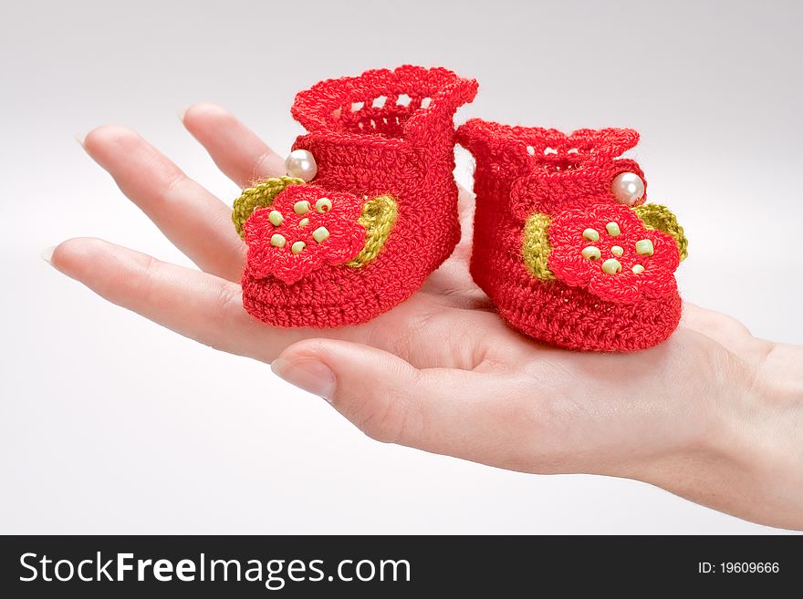 Crocheted Booties For A Girl