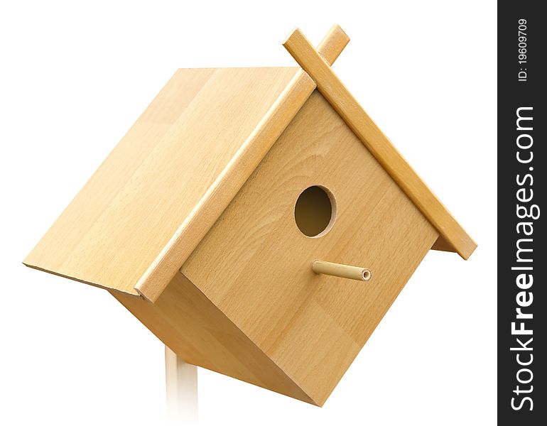 Handmade birdhouse in the form of a rhombus