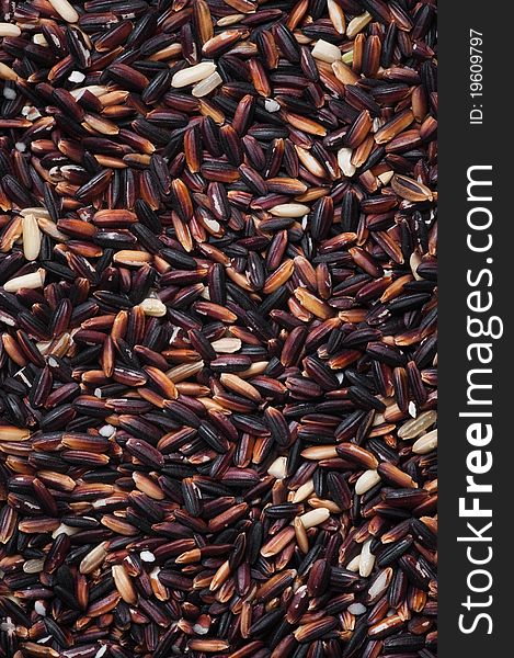 Colorful organic black rice texture background