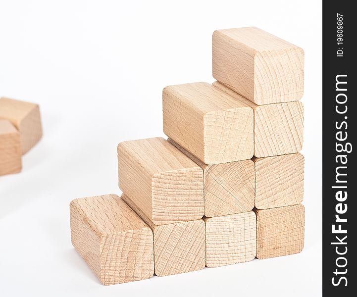 Nature wooden cubes, building block with white background. Nature wooden cubes, building block with white background