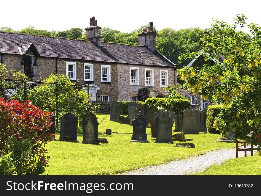 A row of village cottages in the village of Beetham, Cumbria, England