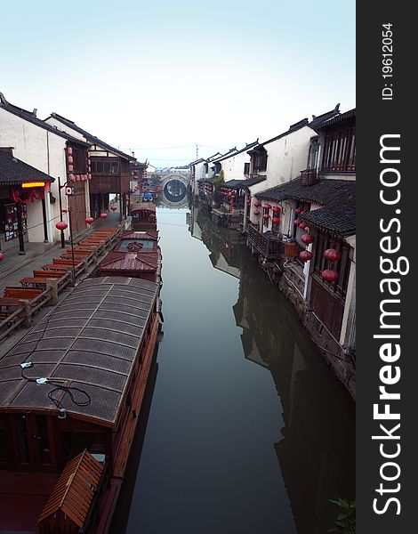 Traditional Chinese old street in wu yuan. Traditional Chinese old street in wu yuan.