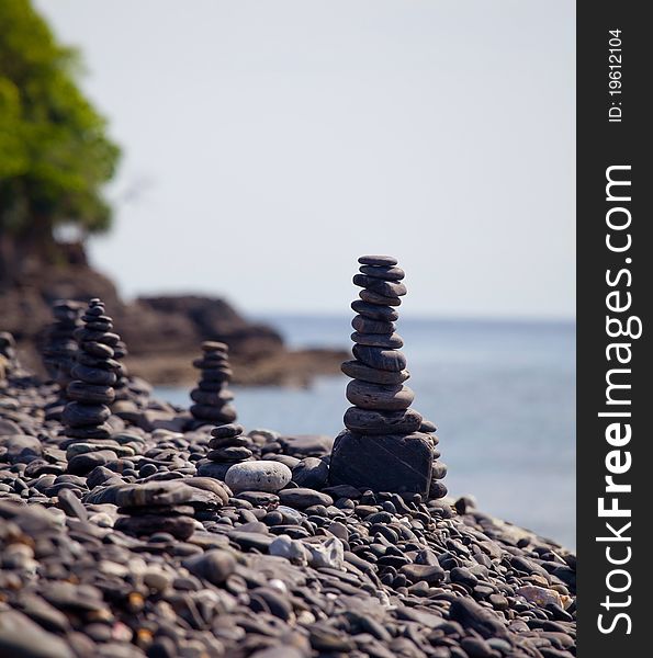 Stack of stones on the beach