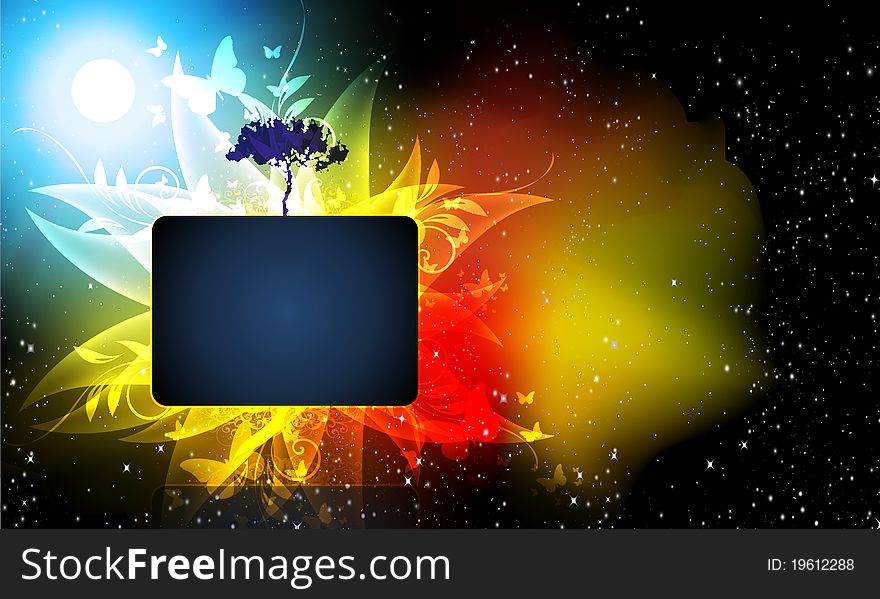 Abstract butterfly flower light background