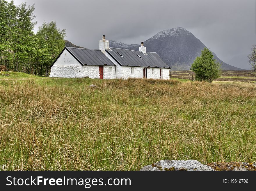 Blackrock Cottage Glencoe highland scotland, with Stob Dearg in the background.