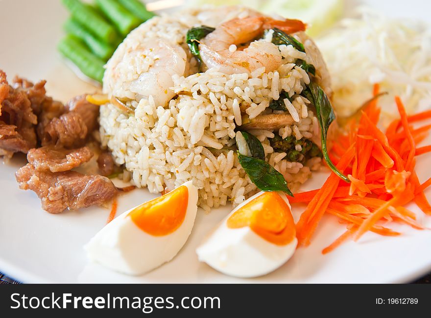 Rice Mixed with Shrimp paste, Thai style