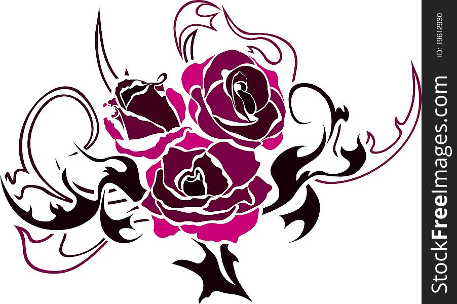 Rose tattoo illustration for web second variant. Rose tattoo illustration for web second variant