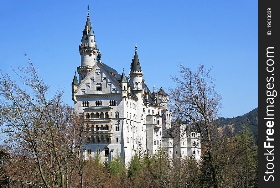 View of the Neuschwanstein castle in Bavaria, Germany