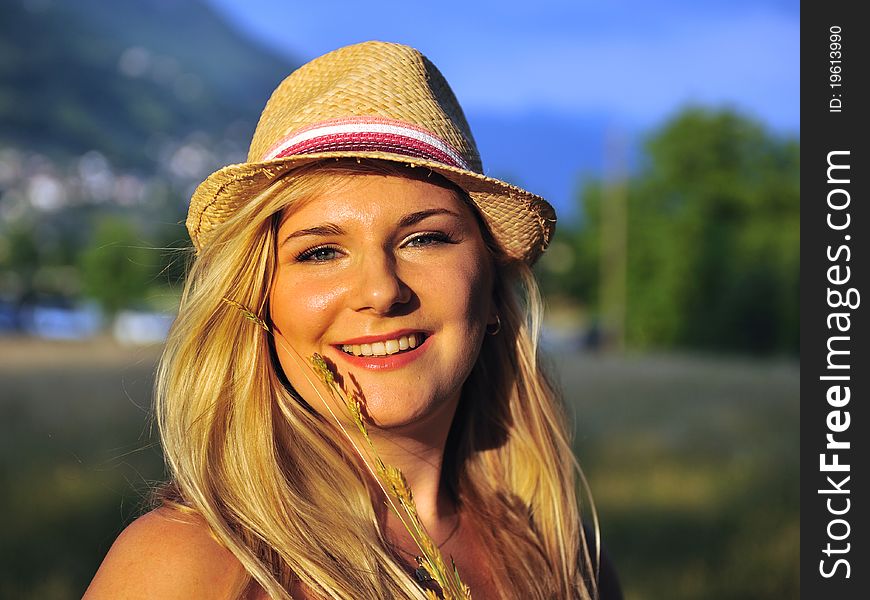 Beautiful Summer Female Portrait With Hat