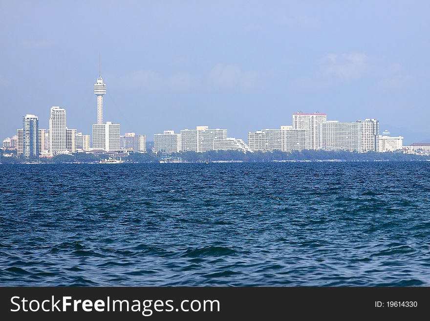 Views of the city of Pattaya, taken from the Sichang Island.