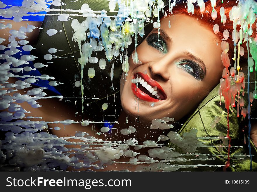 Colorful portrait of a gorgeous woman with smile
