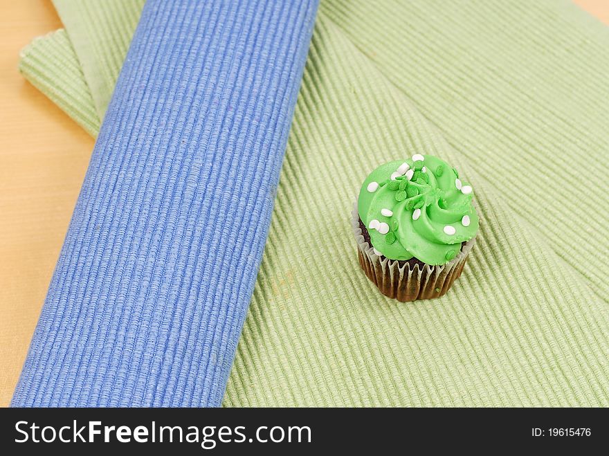 Sweet Green Frosting Cup Cake Dessert. Sweet Green Frosting Cup Cake Dessert