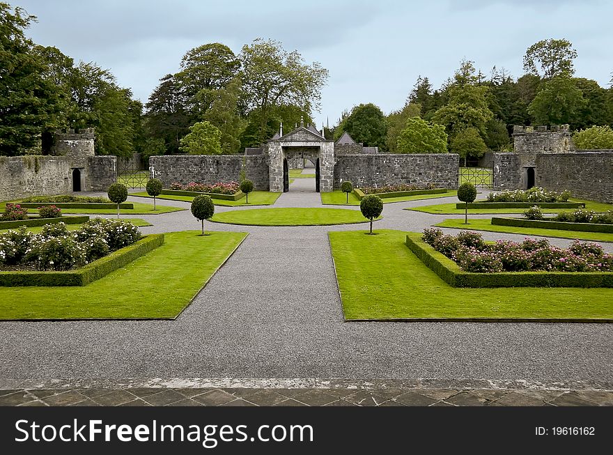 Portumna Castle courtyard and gates