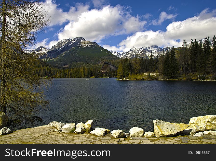 Lake STRBSKE PLESO in high mountain. Lake STRBSKE PLESO in high mountain.