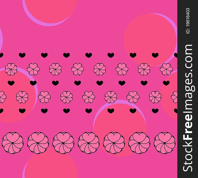 Vector fuchsia love seamless pattern with numerous hearts in fuchsia pink background