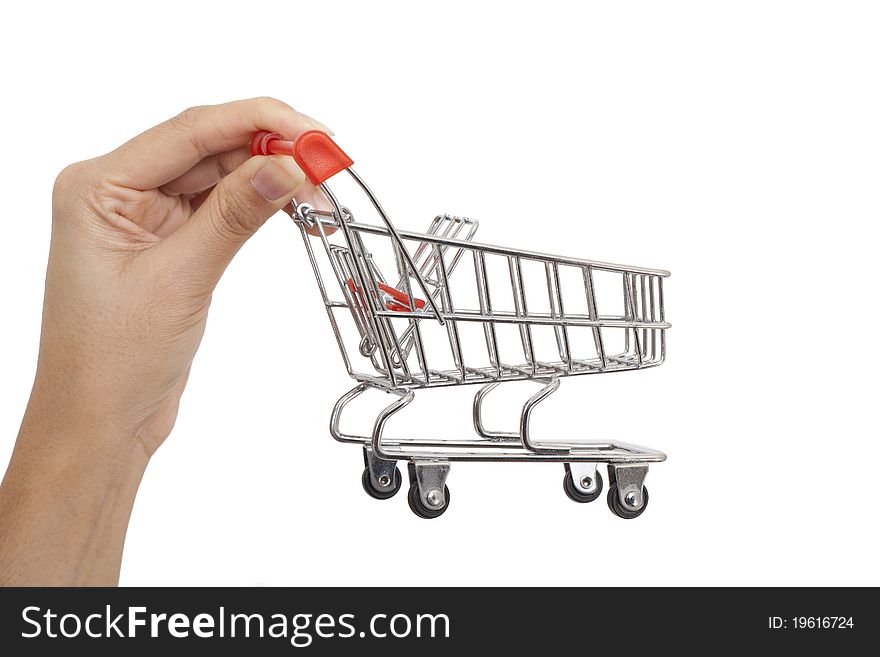 Isolated: Shopping cart on hand