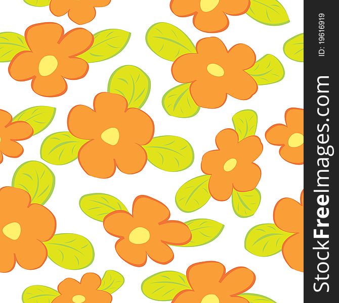 Seamless floral pattern with orange flowers