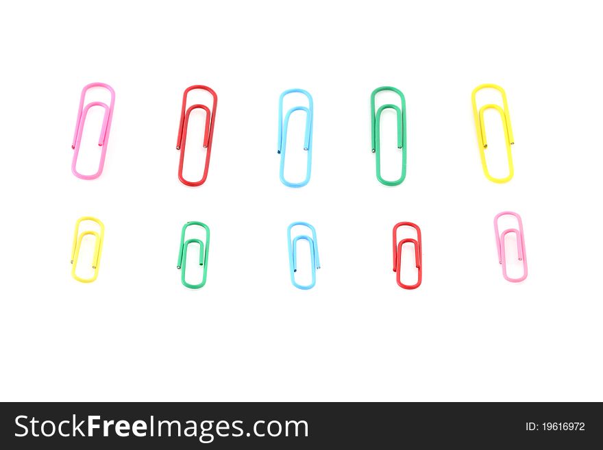 Closeup Of Multi-colored Paper Clips