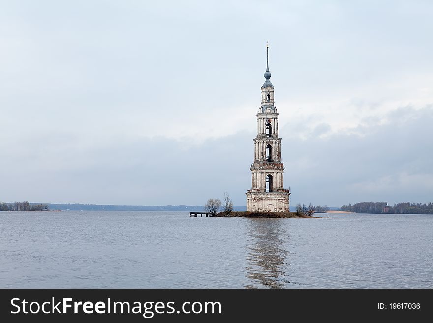 In 1940s the monastery and most of the old Kalyazin town (Russia) were flooded during the construction of the Uglich Reservoir. In 1940s the monastery and most of the old Kalyazin town (Russia) were flooded during the construction of the Uglich Reservoir