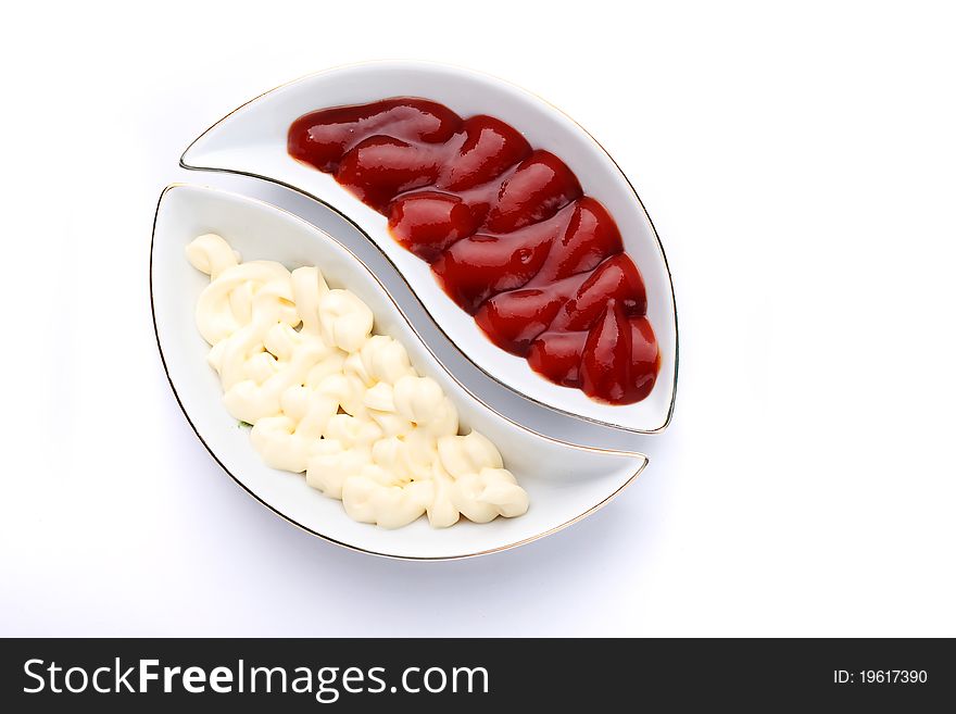 Sauces Unusual Dishes On A White Background