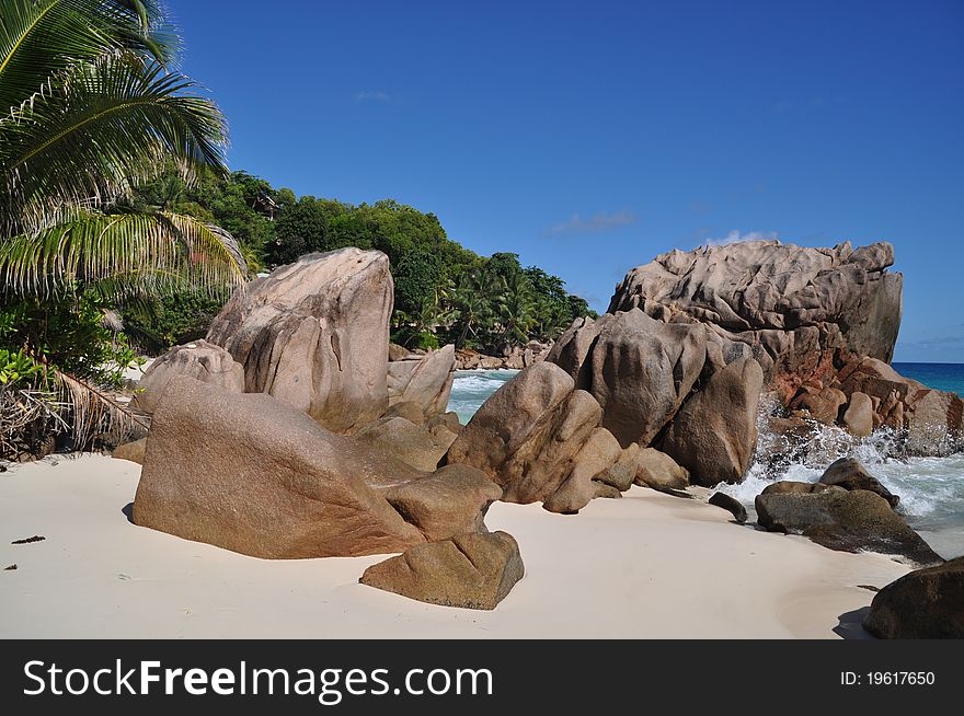 Typical Rock Formation at Anse Banane, La Digue, seychelles