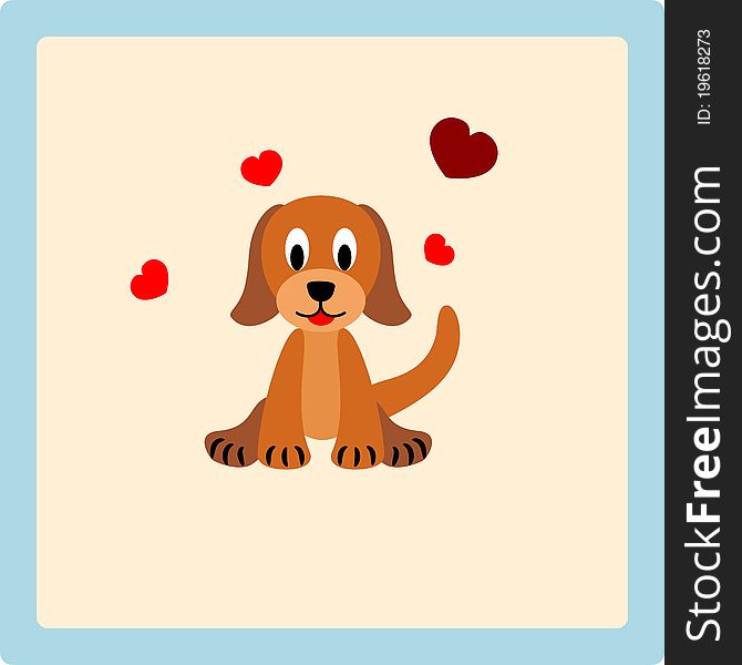 Little cute brown puppy - illustration. Little cute brown puppy - illustration