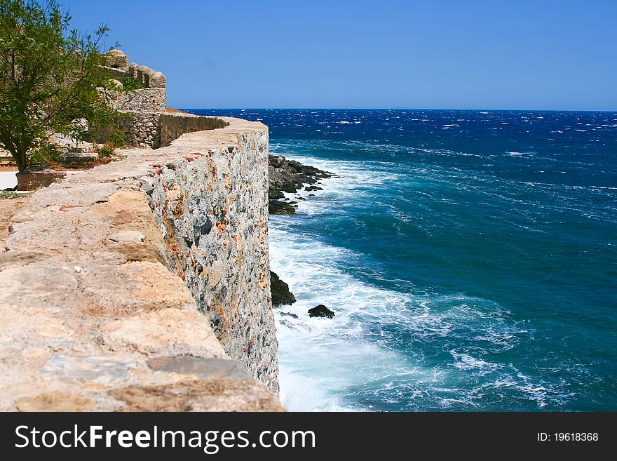 Embankment and sea of old Monemvasia, Greece. Embankment and sea of old Monemvasia, Greece