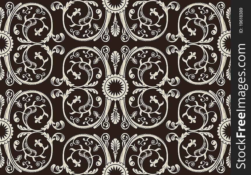 Seamless vintage heraldic wallpaper black background. Seamless vintage heraldic wallpaper black background