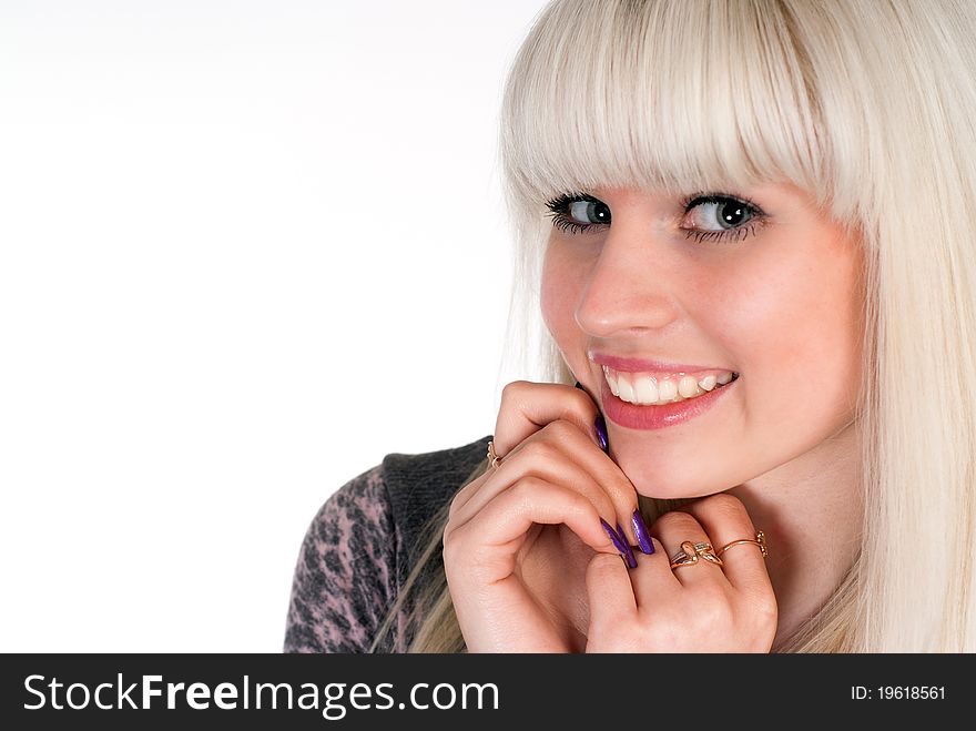 Portrait of a nice girl on a white background. Portrait of a nice girl on a white background