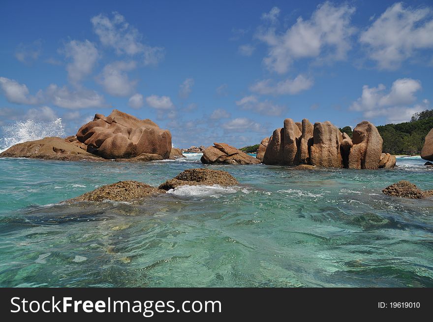 Typical Rock Formation at Anse Cocos, La Digue, Seychelles