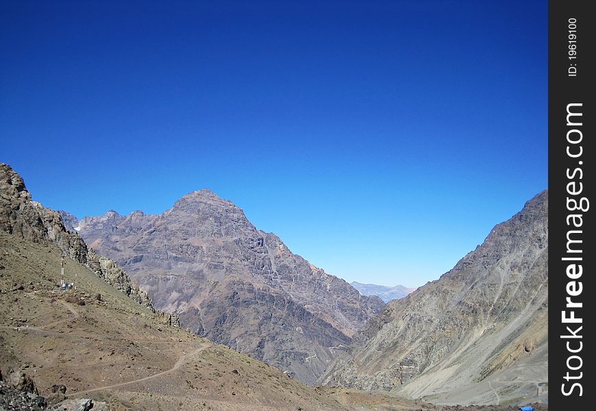 Andes Mountains along the Paso de los Libertadores in Argentina