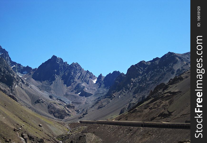 Andes Mountains on the Paso de los Libertadores near Portillo, Chile