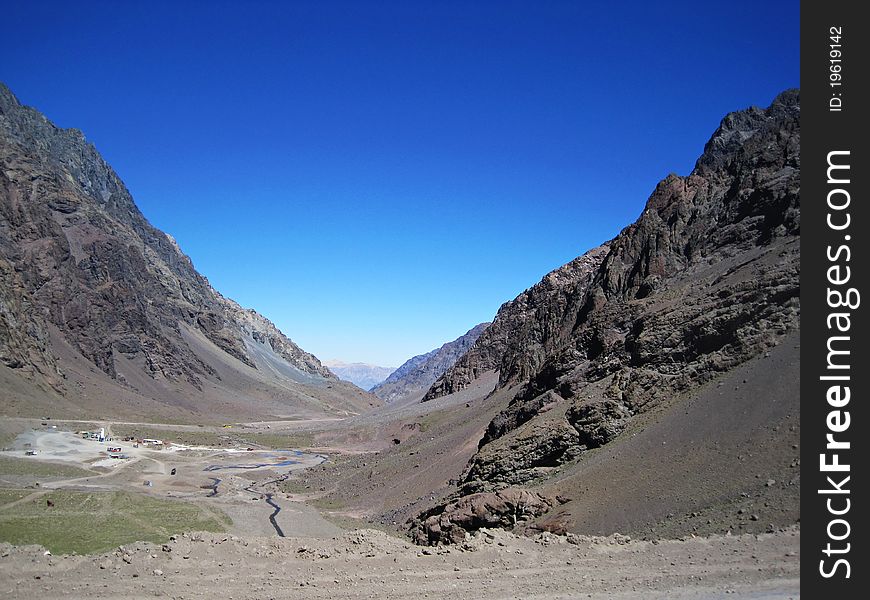 Andes Mountains on the Paso de Los Libertadores near Portillo, Chile