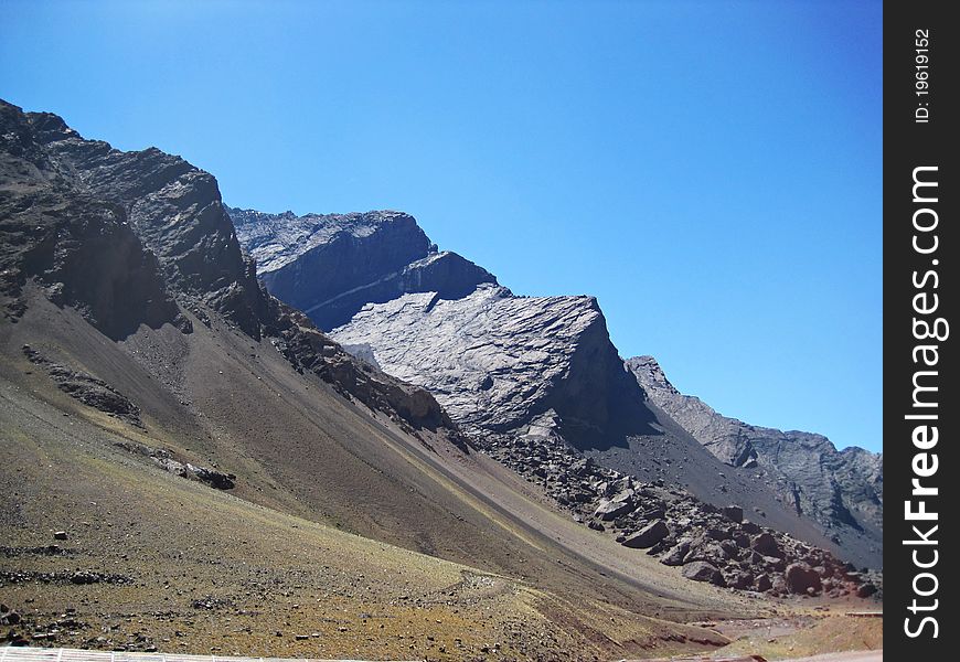 Andes Mountains on the Paso de los Liberatadores on the Argentine side