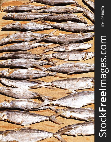 Photo of salted fish dried under the sun at Kota Kinabalu Salted Fish Marked, Sabah Malaysia. Photo of salted fish dried under the sun at Kota Kinabalu Salted Fish Marked, Sabah Malaysia.