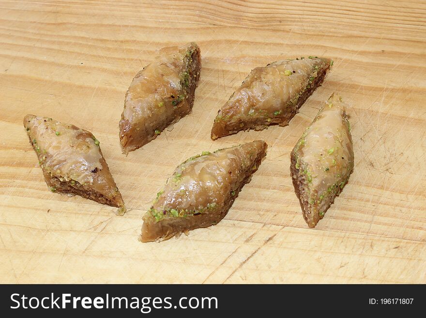 Tasty Fresh Baklava In Plate With Tea