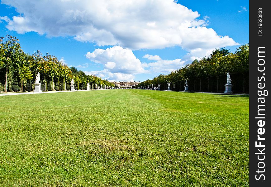 Versailles Garden Landscape with cloud and blue sky at Versailles in France , Europe. Versailles Garden Landscape with cloud and blue sky at Versailles in France , Europe