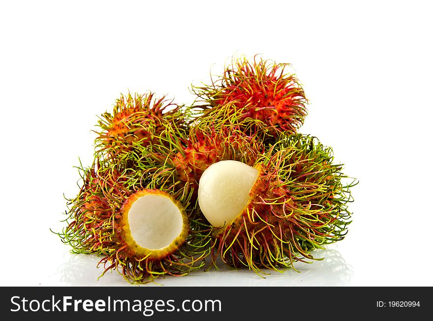 Rambutan is a colorful and spiky tropical fruit with a sweet flavor