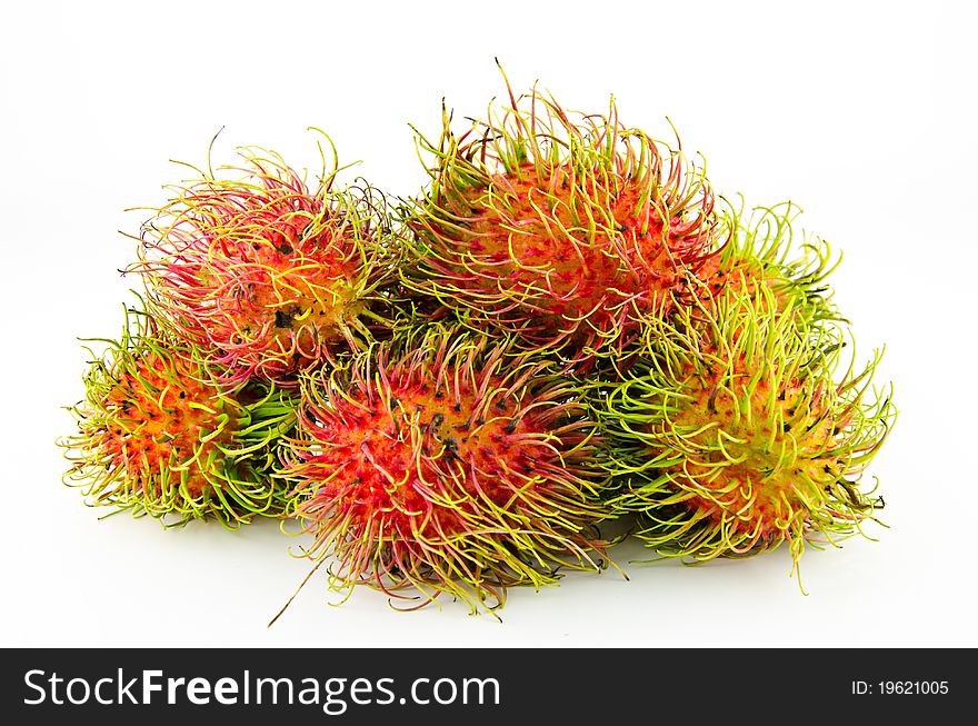 Rambutan is a colorful and spiky tropical fruit with a sweet flavor