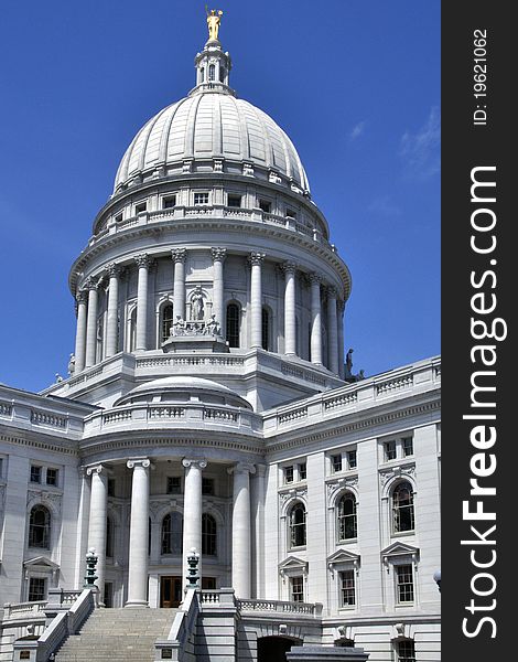 Exterior of state capitol in Madison, Wisconsin. Exterior of state capitol in Madison, Wisconsin