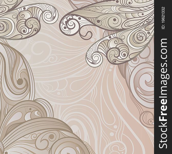 Abstract background with twirls, circles and dots