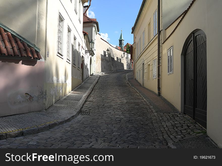 Street in the historic city center Prague, Czech Republic. Street in the historic city center Prague, Czech Republic