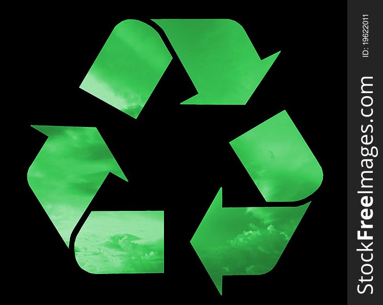 Recycle symbol filled green clouds