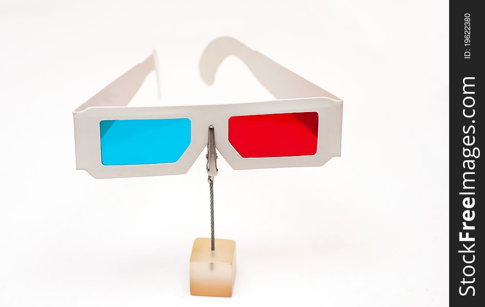 Isolated red and blue 3D glasses. Isolated red and blue 3D glasses