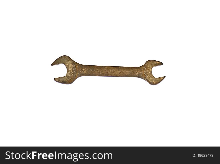 Isolated  old wrench with rusty. Isolated  old wrench with rusty