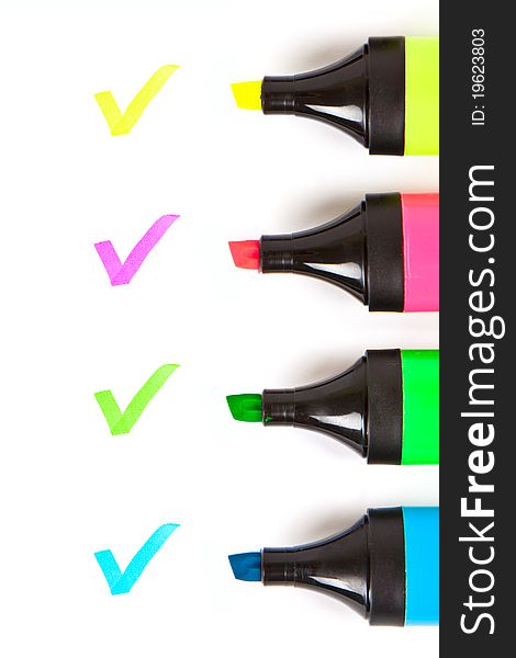 Four Colorful markers on a white background. Four Colorful markers on a white background