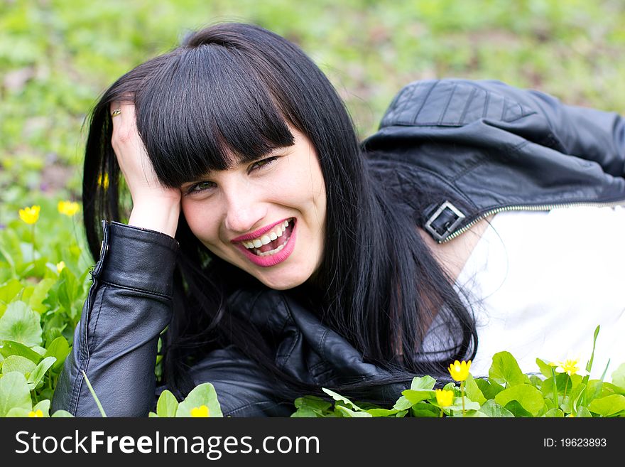 Single beautiful woman outdoor,close-up. Single beautiful woman outdoor,close-up