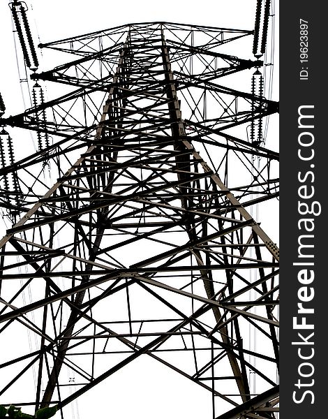 High-voltage tower black white