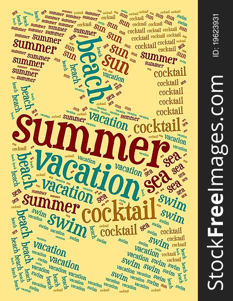 Textcloud: silhouette of swimsuit with summer words