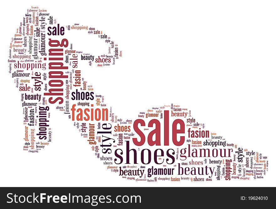 Silhouette of shoes of sopping and fashion words. Silhouette of shoes of sopping and fashion words